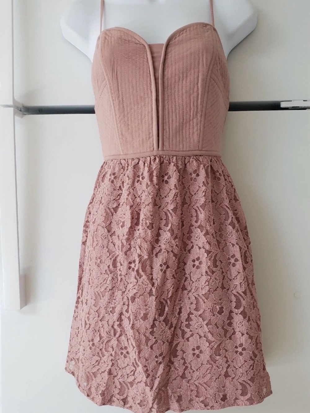American Eagle Outfitters Dusty Rose Pink Lace-Trim Dress XS